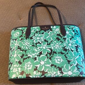 KATE SPADE Lori Tote Green Multi Floral zip top Limited Edition